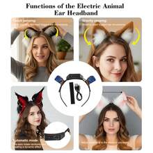Super Cute Electric Ears: Automatic And Touch-Sensitive Modes Cat And Fox Ears For Cosplay - USB Rechargeable Ears With Touch-Sensitive Mode, Soft Plush Material, Suitable For Halloween, Christmas, Valentine's Day Cosplay Accessories, Costume Accessories, Party Masks - 阿努比斯神廟 - 查看 2