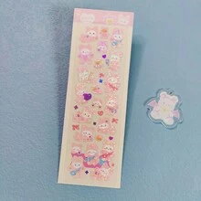 1pc Cute Rabbit Series Stickers, Rainbow Rabbit & Metallic Glitter, Suitable For K-Pop Fandom, Diary Decoration, And Daily Use - Multicolor - View 16