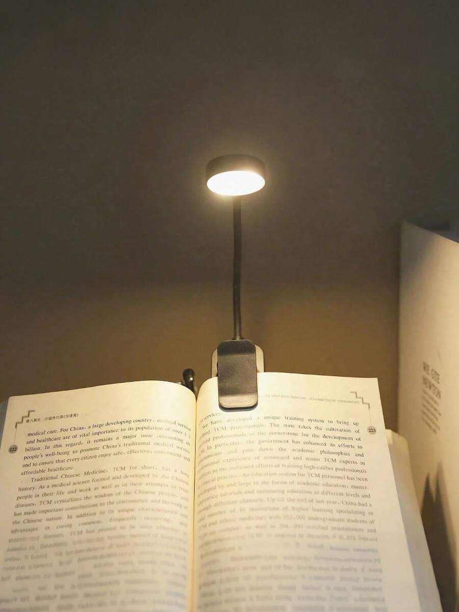 4-LED Clip-On Book Light, Reading Light, 3 Color Temperatures, Dimmable, Mini Portable Clip-On Reading Light (Batteries Not Included), Suitable For Reading In Bed - Stepless Dimming Brightness, Mini Portable, Lightweight, Clip-On Reading Light