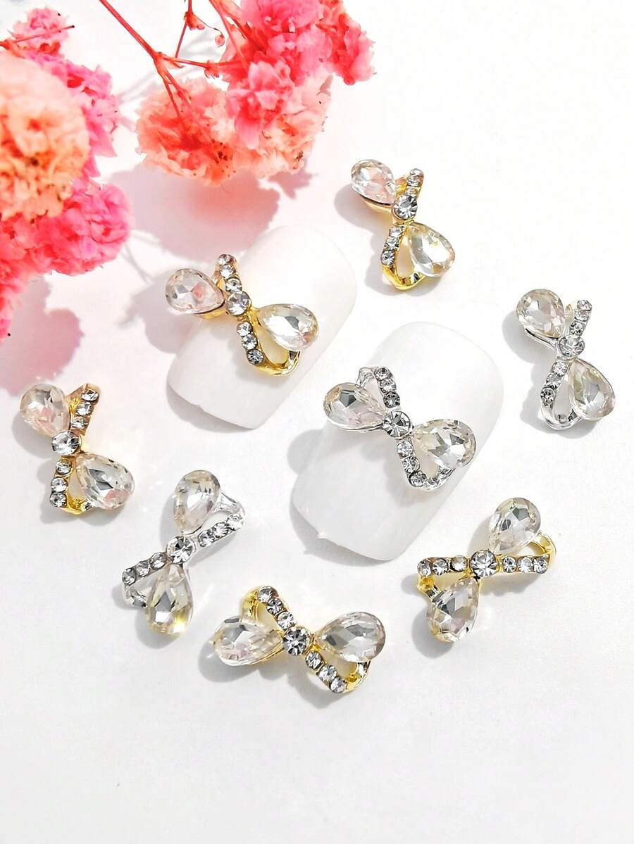 10pcs Luxury Hollow Butterfly Crystal Glass Rhinestone 3D Nail Art Decorations, Suitable For Girls And Women Nails - Multicolor - View 1