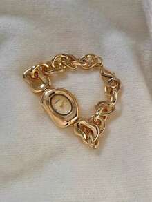 1件金/银不规则形状女士石英表，精致、时尚、独特，适合日常佩戴、生日/毕业礼物和休闲聚会。 - 均碼 - 查看 3