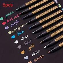 10 قطعة/مجموعة أقلام تحديد معدنية متعددة الألوان، حبر مائي سلس للكتابة والرسم على البلاستيك والسيراميك والزجاج وبطاقات التهنئة وغيرها - متعدد الألوان - مشاهدة 12