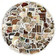 100pcs Vintage Classical Stickers, Suitable For Literature Journals, Notebooks, Cups, Refrigerators, Books, Luggage, Tables, Helmets, Skateboards, Guitars, Scrapbooks, DIY Boxes, Packaging Labels, Party Decorations - Multicolor - View 4