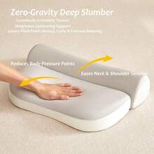 1个简约纯色二合一记忆棉枕头，尼龙和氨纶面料，颈部支撑，可拆卸可水洗，适合家庭和宿舍使用。 - 淺灰色 - 查看 6