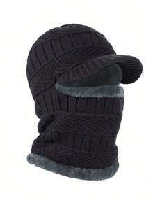 2Pcs Winter Knit Beanie Balaclava Hat Anti-Slip Touch Screen Mittens Set Thermal Ski Mask Cap Unisex For Women Men - Hat + Gloves - View 3