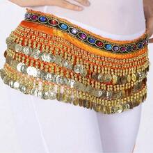 1pc Outfits Belly Dance Glitter Sequins Tassel Skirts, Fashionable Dancing Waist Belt Skirts For Belly Dance - Multicolor - View 9