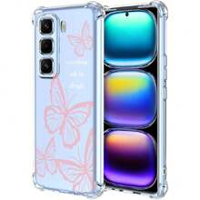 Case For Infinix Hot 50 Pro Plus, Transparent Mobile Phone Case With Pink Butterfly Design, Soft Crystal Protective Silicone Case For Infinix Hot 50 Pro Plus, 37008196 - 焦糖色 - 查看 1