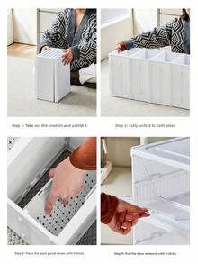 1pc Foldable Plastic Shoe Rack, Collapsible Shoe Organizer, Wardrobe Shoe Storage Box, Space-Saving, Large Sturdy Stackable Sports Shoes Storage Container, Easy Installation