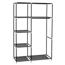 Black 64" Portable Closet Wardrobe With Shelves - Sturdy Clothes Rack Storage Organizer For Home Dorm Bedroom - 預設 - 查看 6
