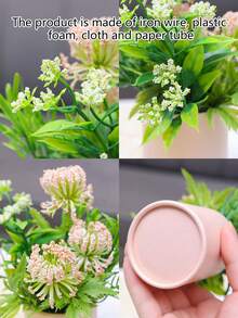 1pc Artificial Synthetic Flower Pink Aesthetic Decorative Piece, Suitable For Valentine's Day, Wedding Party, Party Scene Decoration, Decoration For Family Living Room Table, Bookshelf Or Window Sill, Outdoor Garden And Party Atmosphere Potted Plant Decorative Piece - Pink - View 4