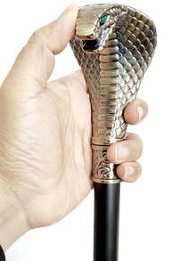 1pc Dual-Tone Snake Cane, Rhombus Plaid Foil Pattern, Metal Material, Mediterranean Halloween Gothic Anime Cosplay Scepter, British Gentleman's Walking Stick, Suitable For Daily Use, Great Gift