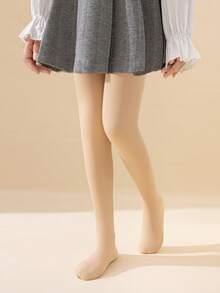 2条装女童婴儿打底裤，纯色可选白色、米色、肤色、卡其色、驼色，踩脚裤，带保暖内衬，适合日常穿着，简约百搭，薄绒面料，触感光滑柔软，亲肤舒适，风格多样，包括学院风、公主风、可爱风，搭配基础袜 - 彩色 - 查看 3