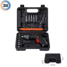 Juego de Herramientas Domésticas Recargables con Destornillador Eléctrico Multifuncional Ligero y Duradero Incluye Accesorios Adicionales - Multicolor - Ver 2