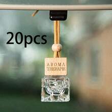 10pcs Customized Text Rectangular Glass Perfume Bottles, Square Shaped Car Fragrance Bottle Empty, Car Accessories