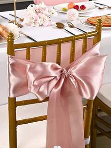 10pcs Rose Gold Satin Bow Chair Back Decor, Satin Bow Chair Decoration, Suitable For Home, Kitchen, Reception, Restaurant, Events, Parties, Hotel Decoration - Rose Gold - View 3