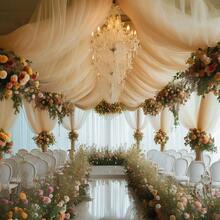 1 Set, Sheer Chiffon Fabric, 315 Inch Wedding Arch Drape Decor, For Wedding Ceremony, Curtain Fabric, Curtains And Halloween Backdrop Decor, Birthday Party Decoration, Stage, Swing, Tent, Wedding Table & Chair Decor - Champagne - View 6