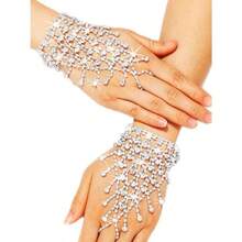 Rhinestone Fingerless Gloves Sparkling Metallic Hand Jewelry For Women - 銀色 - 查看 1