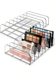 1个亚克力化妆品收纳盒，台面化妆品收纳架，轻巧便携，无需用电，多隔层桌面收纳盒，可收纳眼影、化妆刷、海绵等，节省空间，可放置于台面或抽屉中，无需组装，经久耐用且透明，也可用于存放香水，7格透明展示盒