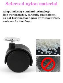 48mm/58mm 4pcs Black Swivel Casters, Heavy Duty, Suitable For Office Chairs, Desks, Computer Stands, Kitchen Racks, Furniture, Planters, And Various Flat-Bottom Household Items