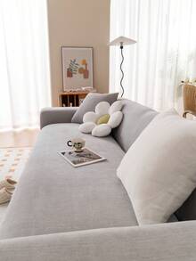 1pc 4-Season Stretch Chenille Sofa Cover, Fabric Anti-Slip Full Wrap Sofa Seat Cushion Slipcover, Machine Washable Dust-Proof Couch Protector, Pet Friendly Home Decor For Bedroom, Office, Living Room - Light Grey - View 6