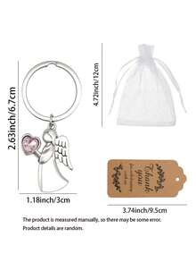 守护天使钥匙扣套装，包含钥匙扣、薄纱袋、感谢卡和天使心形吊坠，适合婴儿派对、婚礼、洗礼、情侣礼物、生日礼物、包装装饰、钥匙扣装饰、情人节礼物、婚礼回礼、婚礼装饰、情人节装饰、送给闺蜜的礼物。 - 彩色 - 查看 9