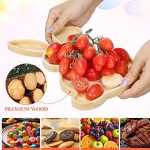 1pc Wooden Rabbit Shaped Easter Bunny Cutting Board, Cheese Board, Serving Tray, Holiday Salad Plate, Fruit Platter - Multicolor - View 7