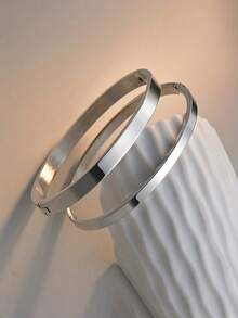 1 chiếc vòng tay bằng thép không gỉ, đánh bóng, kiểu dáng thời trang, đa năng, bề mặt như gương, phù hợp cho nữ, đeo hàng ngày. - vòng đeo tay - Xem 2