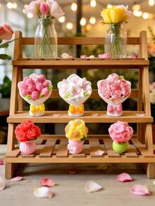 Bó hoa nhựa mini kiểu ngẫu nhiên, tượng hoa hồng, hoa tulip, hoa hướng dương, trang trí bàn làm việc, văn phòng, phòng ngủ, phòng khách, phụ kiện tiểu cảnh terrarium, vật trang trí chất lượng cao đa năng, tiết kiệm không gian. - Nhiều màu - Xem 3