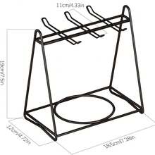 1pc Black Metal Coffee/Tea Cup Holder With Saucer, Coffee Cup Spoon And Tea Tray Storage Box - Multicolor - View 6