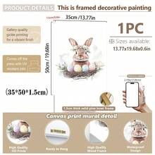 1PC Canvas Wall Art_Nursery Decor Printed Rabbit Burrow Motif, Watercolour Easter Art, Rabbits With Flowers, Spring Blossoms, Farm Animals, Easter Egg Design, Rabbit Garland - Framed Nursery Wall Art Perfectly Suited For Children's Room Decor, Playroom Decor Children's Room Decor Nursery Decor Daycare Decor Girls' Bedroom Girls' Room Decor Children's Room Decor Boys' Bedroom Boys' Room Decor Girls' Bedroom Decor
