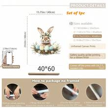 1PC Canvas Wall Art_Nursery Decor Printed Rabbit Burrow Motif, Watercolour Easter Art, Rabbits With Flowers, Spring Blossoms, Farm Animals, Easter Egg Design, Rabbit Garland - Framed Nursery Wall Art Perfectly Suited For Children's Room Decor, Playroom Decor Children's Room Decor Nursery Decor Daycare Decor Girls' Bedroom Girls' Room Decor Children's Room Decor Boys' Bedroom Boys' Room Decor Girls' Bedroom Decor