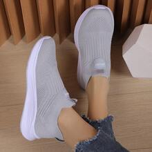 Women's Casual Knit Slip On Sneakers Lightweight Comfort Walking Shoes Non-Slip Sole Fashion Daily Shoes Multi Colors Available - 灰色 - 查看 5