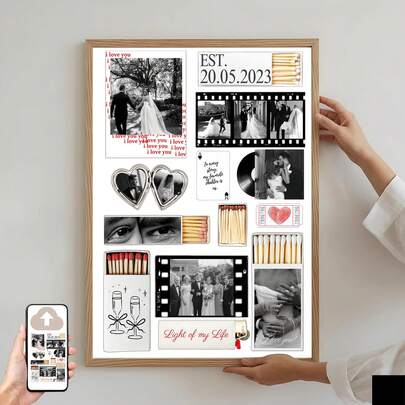 1 buc personalizat de Ziua Îndrăgostiților, poster personalizat, decor pentru casă, cadou de Ziua Îndrăgostiților, imagini cu fotografie personalizată, lucruri personalizabile, decor pentru cameră, ramă opțională.