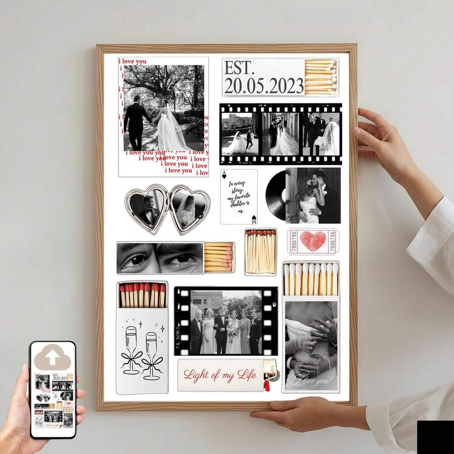 1pc Personalized Valentine's Day Customized Poster, Home Decor, Valentine's Gift, Photo Customization, Customizable Items, Room Decoration, Frame Optional