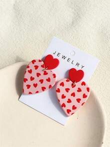 1 Pair Valentines Heart Pattern Red & Pink Ceramic Effect Sexy Acrylic Party Earrings For Women Valentines,Mom,Mother,Mother's Day,Gift - Nhiều màu - Xem 6
