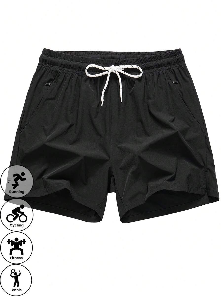 1pc Men's High-Performance Athletic Shorts - Flexible & Lightweight, Suitable For Training, Running & Sports - Black - View 1