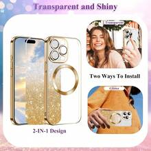 1个金色渐变奢华电镀磁吸无线充电保护壳,带透明闪光纸镜头保护膜,高级电镀软TPU闪光渐变纸亮面防刮防指纹手机壳,兼容苹果17Pro/17ProMax/Air/17/16Pro/16ProMax/16Plus/16/16E/SE4/15Pro/15ProMax/15Plus/15/14Pro/14ProMax/14Plus/14/13Pro/13ProMax/13/12Pro/12ProMax/12/11ProMax/11/11Pro - 金色 - 查看 3