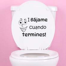 1张趣味西班牙语提示马桶座贴纸，自粘防水乙烯基材质，适用于马桶水箱、卧室、餐厅、家居室内装饰 - 彩色 - 查看 5