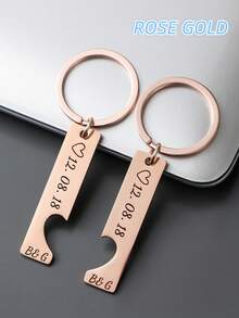 Valentine's Day Custom Split Heart Keychains - Personalized Date & Initials Couple Key Rings For Couples/New Parents, Anniversary/Wedding Romantic Gift. - Multicolor - View 8