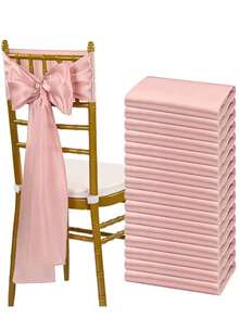 10pcs Rose Gold Satin Bow Chair Back Decor, Satin Bow Chair Decoration, Suitable For Home, Kitchen, Reception, Restaurant, Events, Parties, Hotel Decoration - Rose Gold - View 11