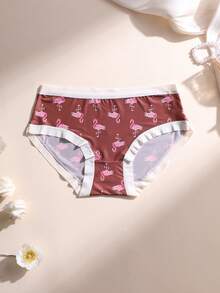 6pcs/Pack Sexy Flamingo Print Seamless Briefs For Women, Low Waist Soft & Breathable, Suitable For Yoga, Sports And Daily Wear - Multicolor - View 7