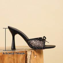 新款春夏女士优雅凉鞋，法式无后跟穆勒鞋，网面透气豹纹高跟穆勒鞋，适合圣诞节、婚礼、返校、商务、派对、度假、工作等场合，舒适百搭，正式场合适用，灰色、棕色，夏季 - 棕色 - 查看 7