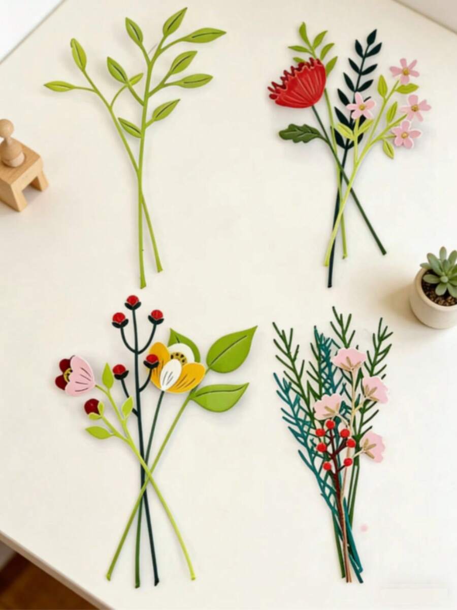 1件装树叶切割模具，新款模切图案，压花模板，适用于DIY手工、剪贴簿等，模板模具，相册装饰纸模切图案，卡片制作 - 銀色 - 查看 1