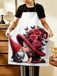 3D Printed Apron, Valentine's Day Pattern Apron, High Quality, High Resolution, Durable, Decorative Apron, Printed Fabric Decor Prop, Waterproof, Unisex Apron, Baking Accessory, Girls' Apron, Women's Valentine's Day Apron, Household Kitchen Supplies, Valentine's Day Gift, Women's Kitchen Apron - Multicolor - View 4