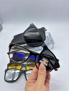 Lentes para Graduación con 5 Clips de Imán intercambiables para unisex codigo -1202 material- TR90 La calidad del producto es muy buena. El material es ligero. Es adecuado para usar en el trabajo, en fiestas, en casa y para uso prolongado. La mayoría de las compras pueden traer todas las ópticas para que puedas hacer el grado que desees. Se puede configurar para miopía y presbicia. El producto se ve bien. Todas las lentes para anteojos en mi tienda son a prueba de radiación y las lentes para el sol pueden proteger contra los rayos ultravioleta. tamano -52/18/140 altura de lente -45 longitud total-145 ..................... ..........................checale sin compromiso muchas gracias Imán - Marrón - Ver 6