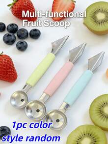 1pc Stainless Steel Fruit Spoon, Fruit Ball Digger, Reusable Watermelon Spoon, Creative Carving Knife, Fruit Spoon, Watermelon Spoon, Cutter, Kitchen Utensils, Kitchenware, Watermelon Baller, Melon Scraper