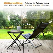 Black 18 Inch Folding Metal Steel Patio Side Table - Round Outdoor Coffee Table With Flower Cutouts For Yard Balcony Garden Use - 預設 - 查看 8