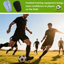 1 par de espinilleras de entrenamiento de fútbol mini azul n.º 17, almohadillas de entrenamiento para partidos - reutilizables, cómodas de llevar, duraderas - Multicolor - Ver 6