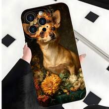 2026 nueva funda de teléfono esmerilada, funda de teléfono con impresión de arte floral de chihuahua para  17 15 Pro Max,  17 14,  17 13,  17 12, protector de teléfono  Galaxy S23 S22 S21, regalo de funda de teléfono para pareja, regalo de vacaciones para novio y novia - Azul Klein - Ver 4