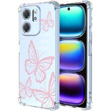 Case For Infinix Hot 50i And Smart 9, Transparent Mobile Phone Case With Pink Butterfly Design, Soft Crystal Protective Silicone Case For Infinix Hot 50i And Smart 9, 37008194 - 橘色 - 查看 1